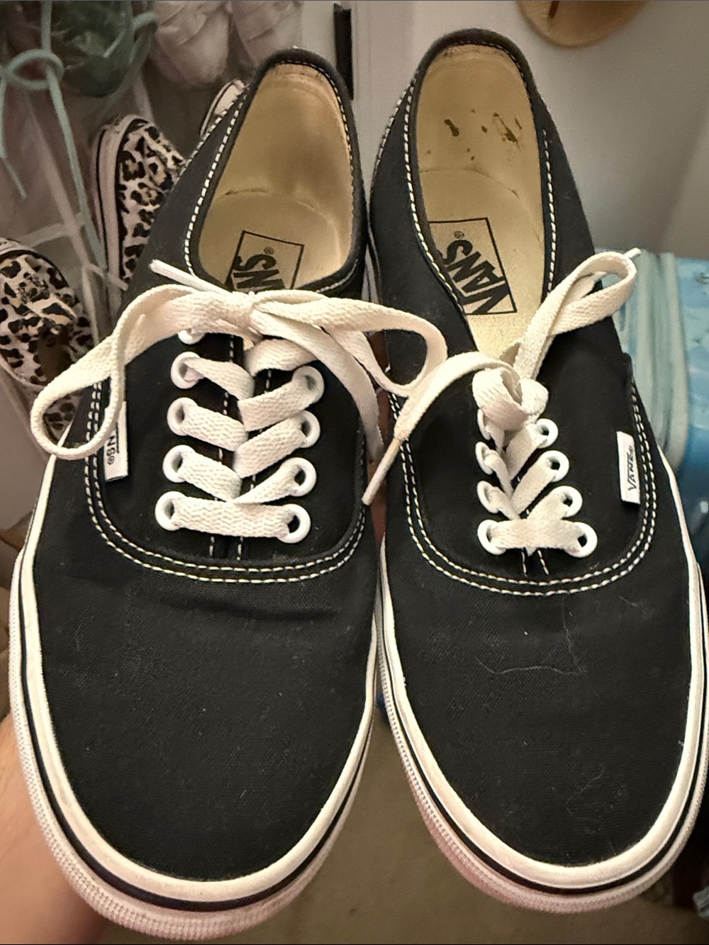 Vans Women's Black Canvas Low-Top Sneakers with White Laces